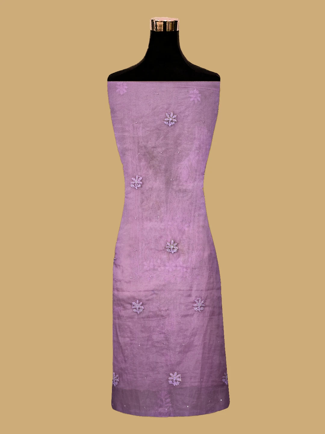 Ada Hand Embroidered Lavender Organza Lucknowi Chikankari Unstitched Kurta Dupatta Set With Cutdana Work 01A707879
