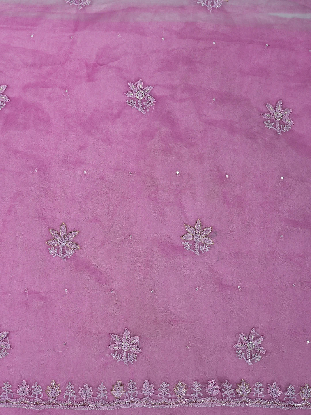 Ada Hand Embroidered Lavender Organza Lucknowi Chikankari Unstitched Kurta Dupatta Set With Cutdana Work 01A707879