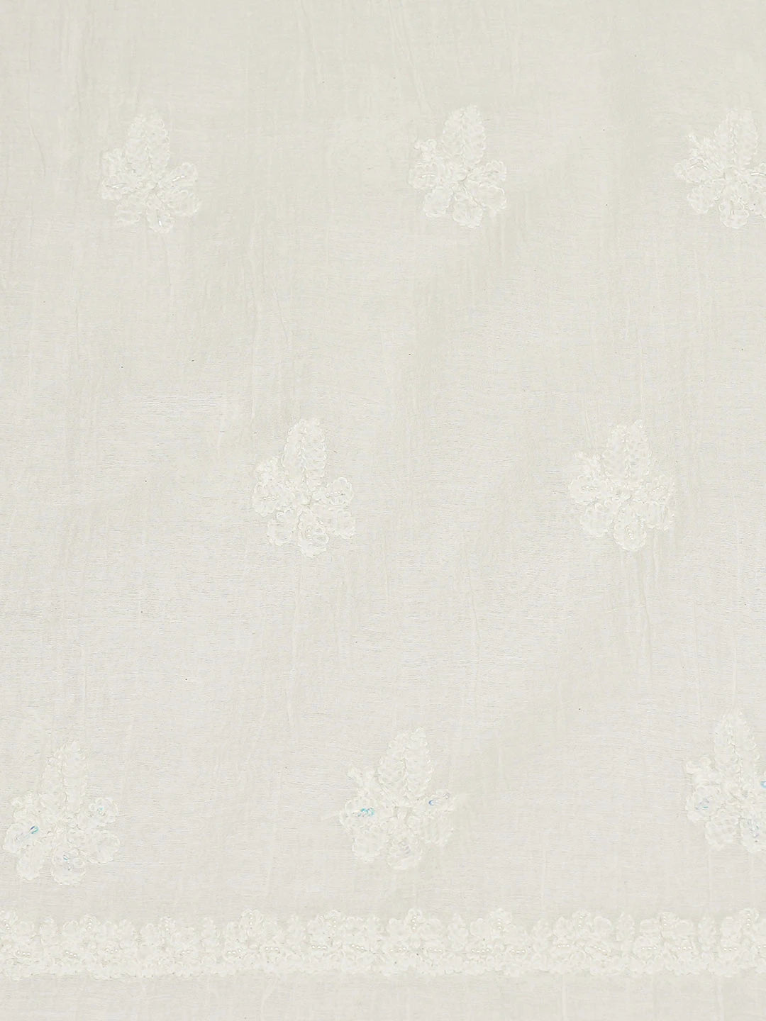Ada Hand Embroidered White Chanderi Lucknowi Chikankari Unstitched Kurta Dupatta Set With Cutdana Work 01A737391