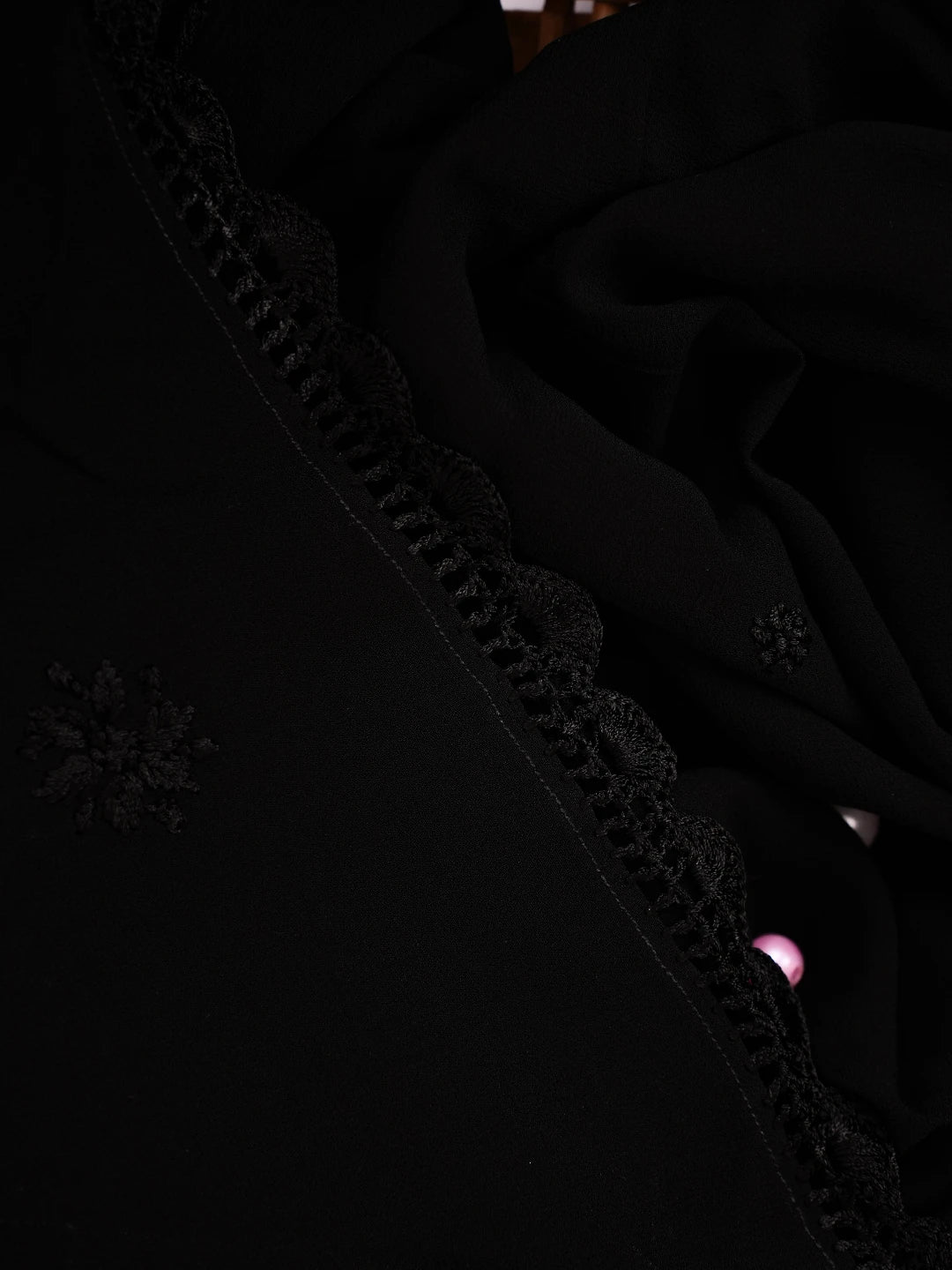 Ada Hand Embroidered Black Georgette Lucknowi Chikankari Stole A511155