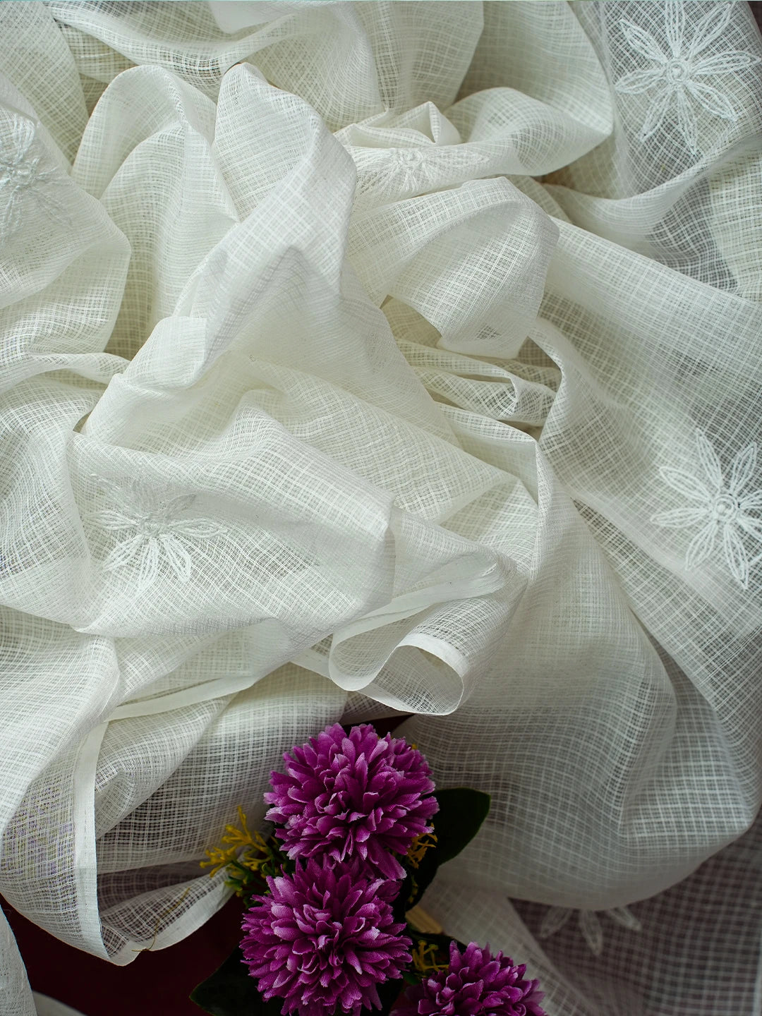 Ada Hand Embroidered White Kota Lucknowi Chikankari Dupatta A511221