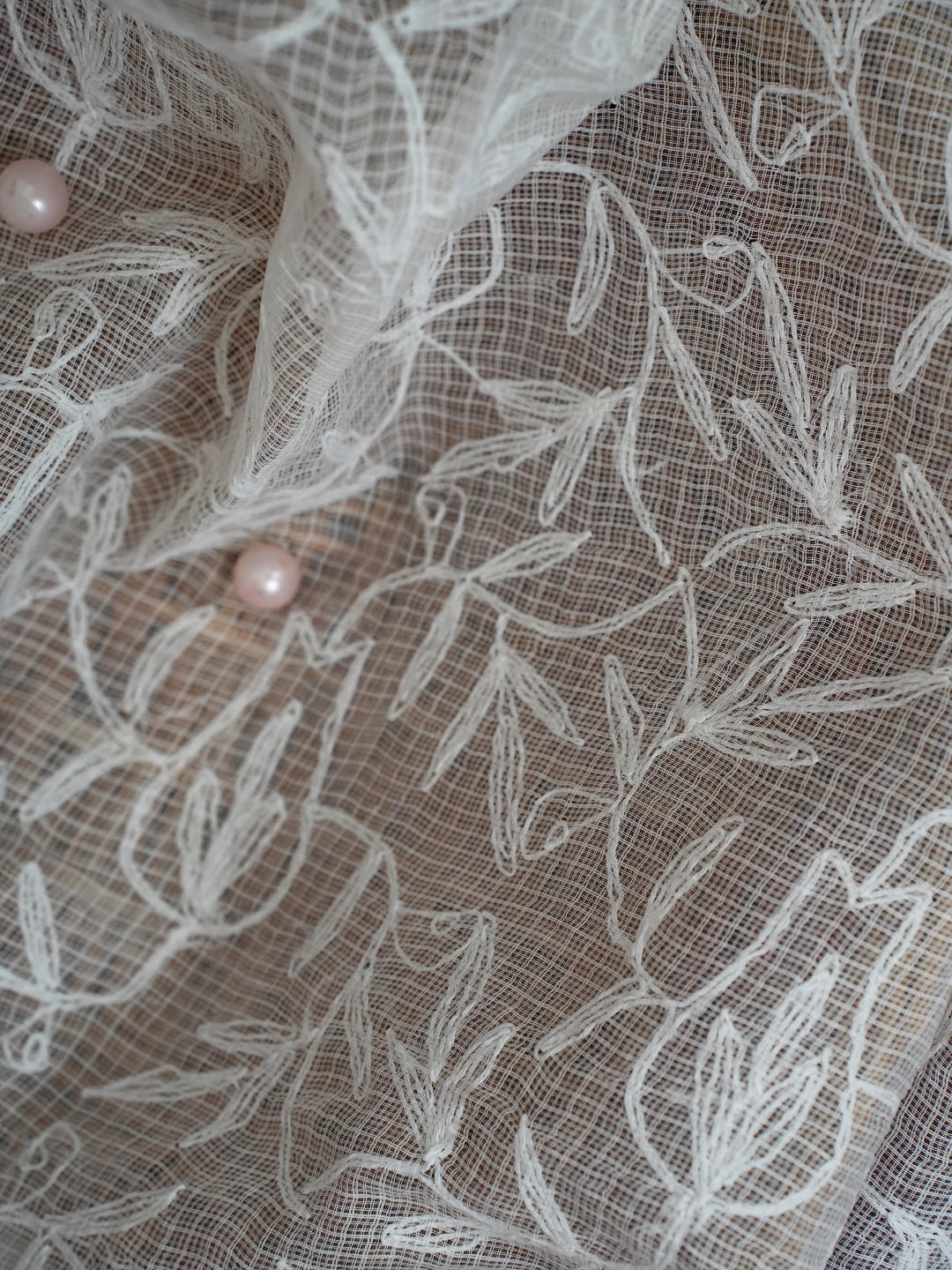 Ada Hand Embroidered White Kota Lucknowi Chikankari Dupatta A511222