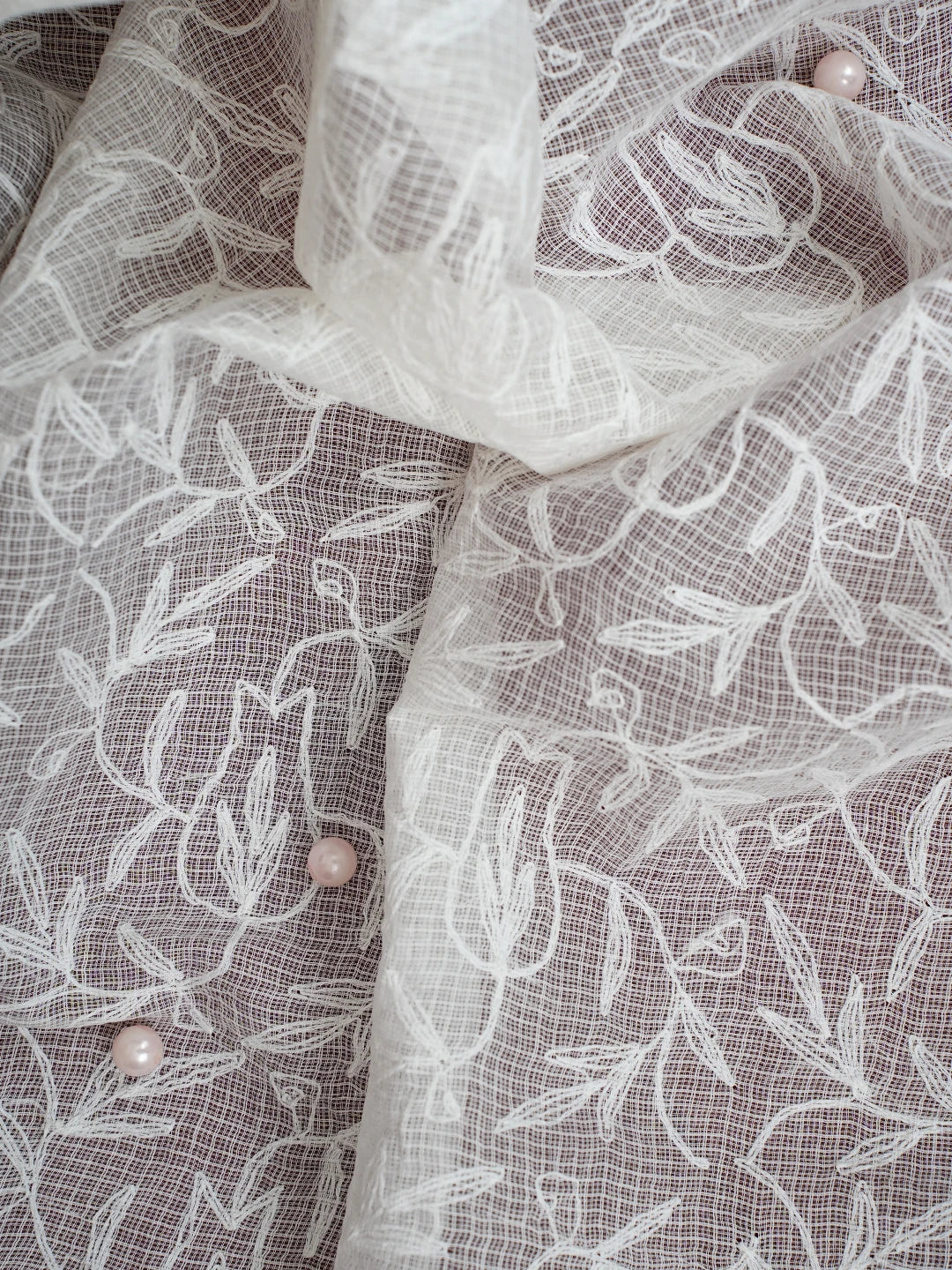 Ada Hand Embroidered White Kota Lucknowi Chikankari Dupatta A511222