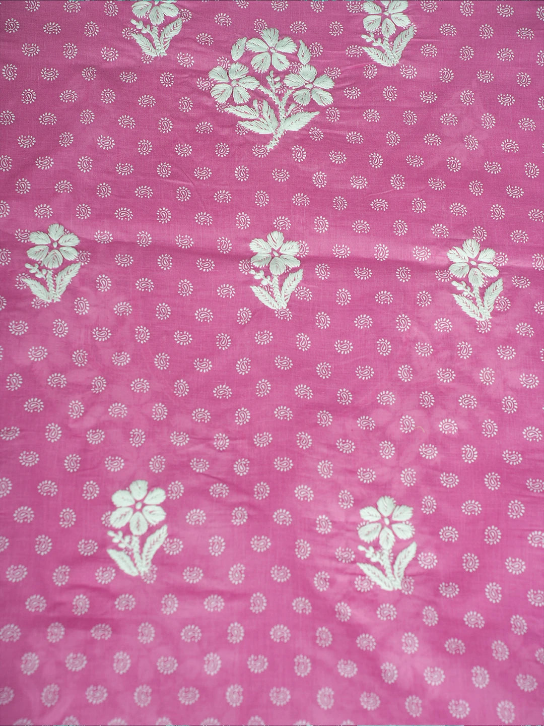 Ada Hand Embroidered Pink Cotton Lucknowi Chikankari Unstitched Suit Piece A211233