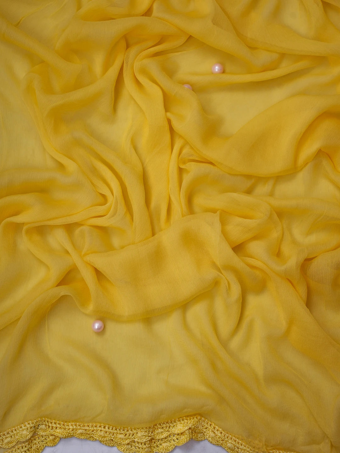 Ada Hand Embroidered Yellow Cotton Lucknowi Chikankari Unstitched Suit Piece A211235