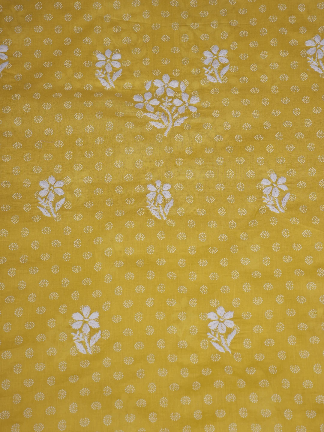 Ada Hand Embroidered Yellow Cotton Lucknowi Chikankari Unstitched Suit Piece A211235