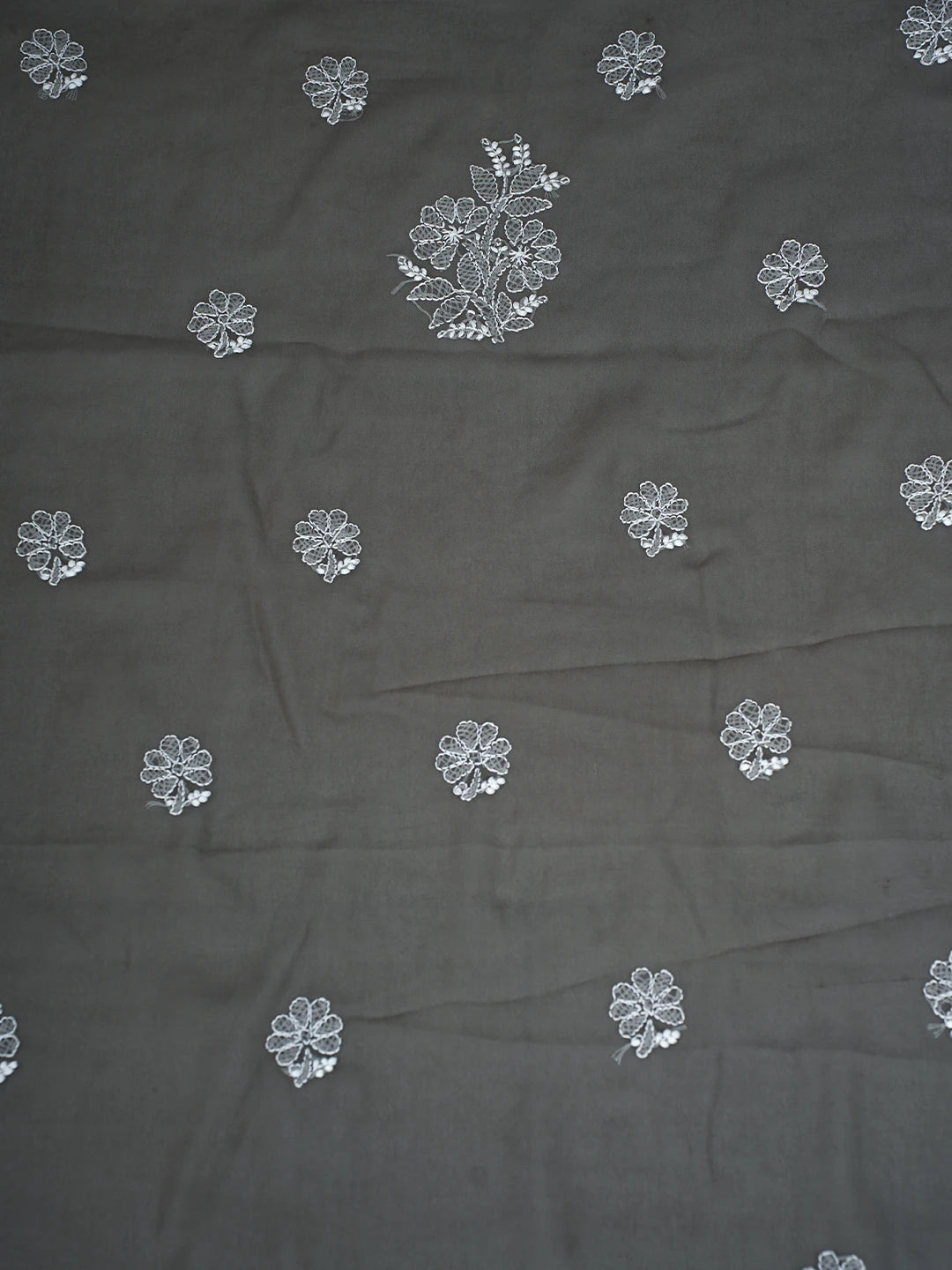 Ada Hand Embroidered Grey Georgette Lucknowi Chikankari Unstitched Suit Piece A211246