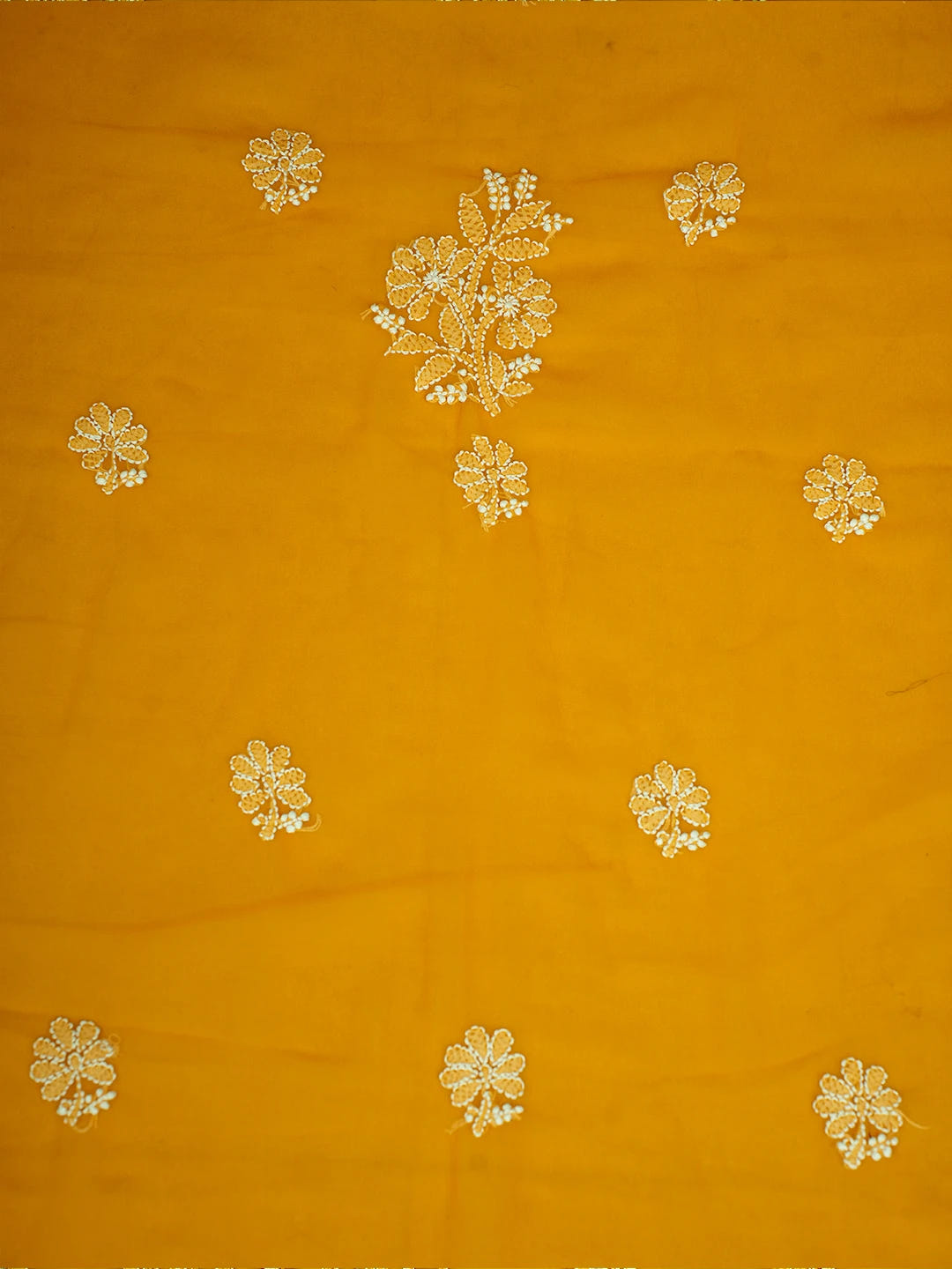 Ada Hand Embroidered Mustard Georgette Lucknowi Chikankari Unstitched Suit Piece A211247