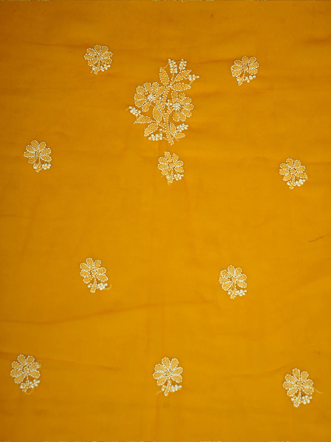 Ada Hand Embroidered Mustard Georgette Lucknowi Chikankari Unstitched Suit Piece A211247