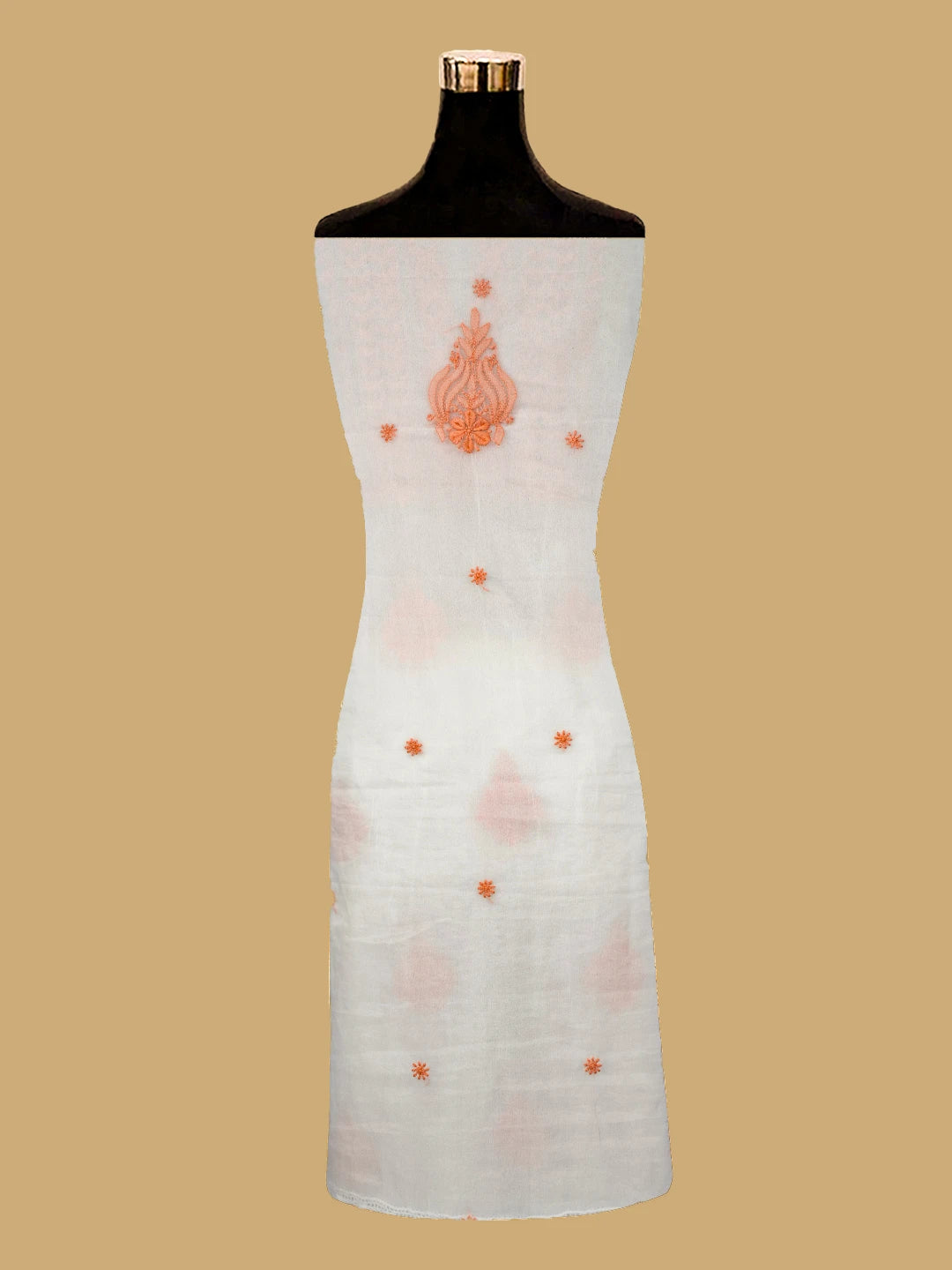 Ada Hand Embroidered Linen White Organza Lucknowi Chikankari Unstitched Kurta Dupatta Set 01A718580