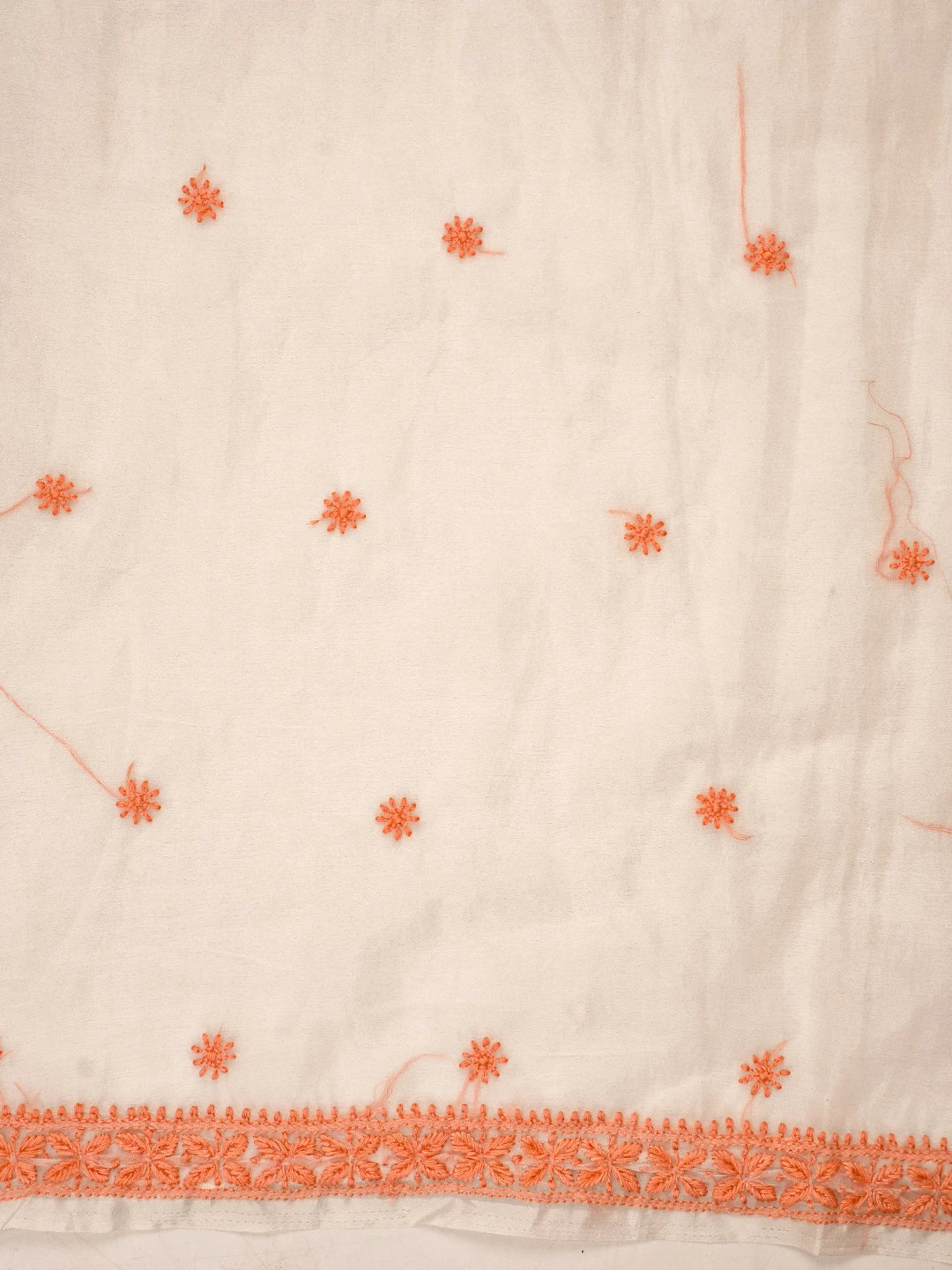 Ada Hand Embroidered Linen White Organza Lucknowi Chikankari Unstitched Kurta Dupatta Set 01A718580
