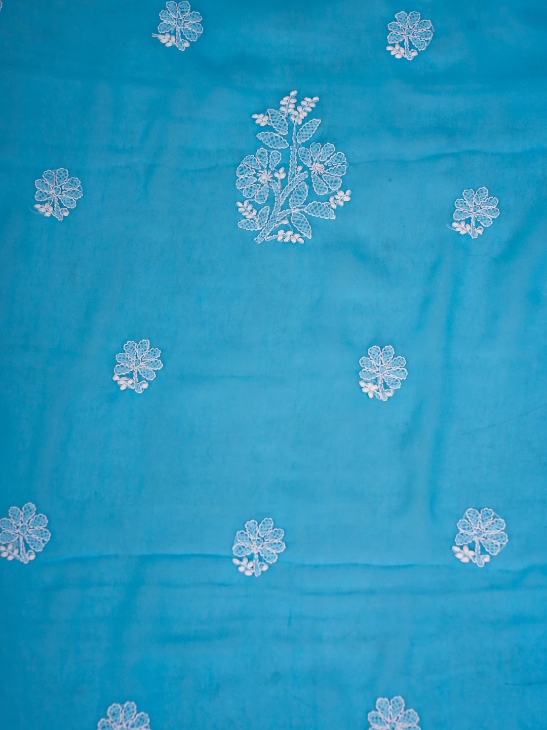 Ada Hand Embroidered Turquoise Blue Georgette Lucknowi Chikankari Unstitched Suit Piece A211252