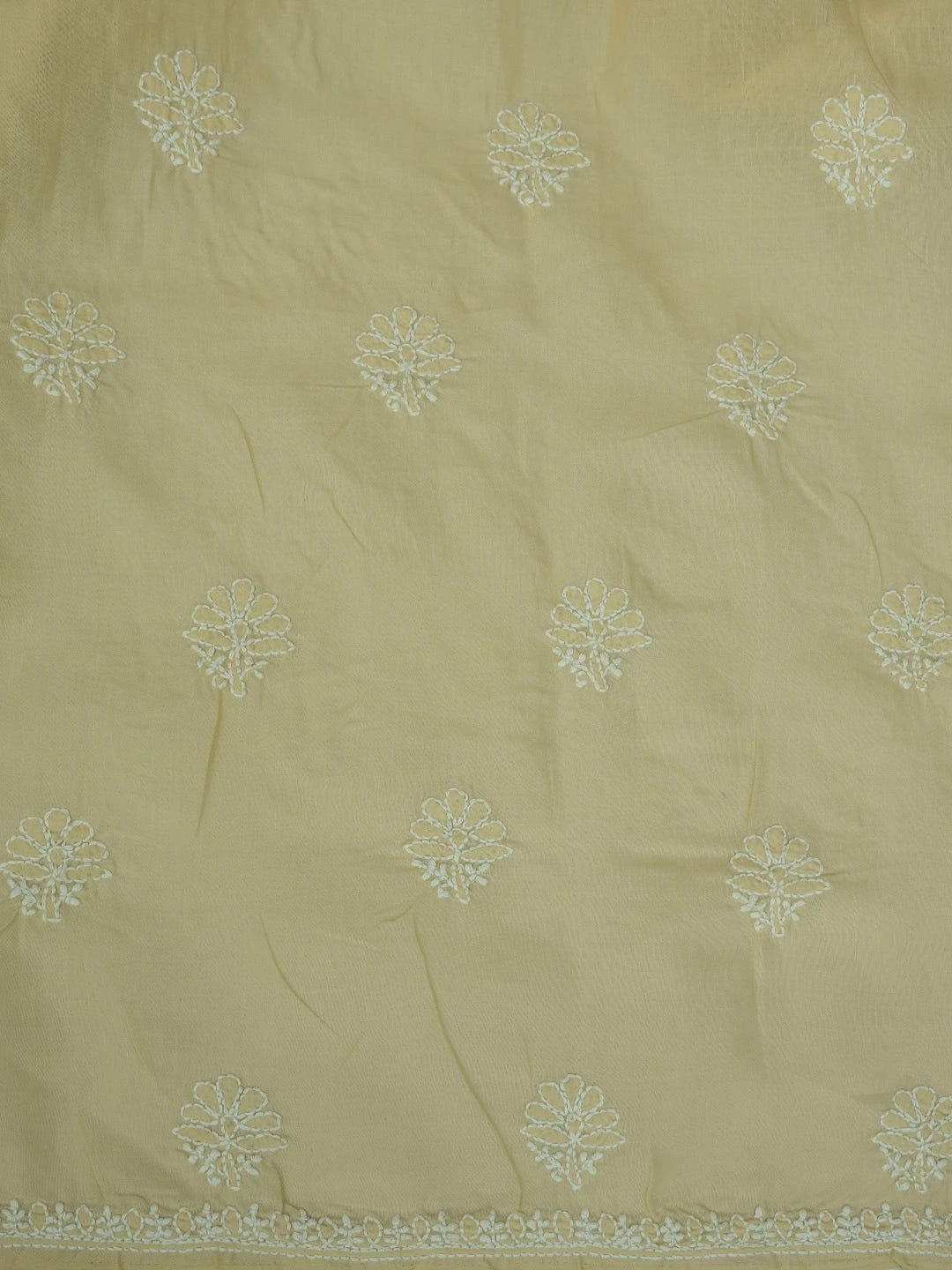 Ada Hand Embroidered Fawn Cotton Lucknowi Chikankari Unstitched Suit Piece 01A677766