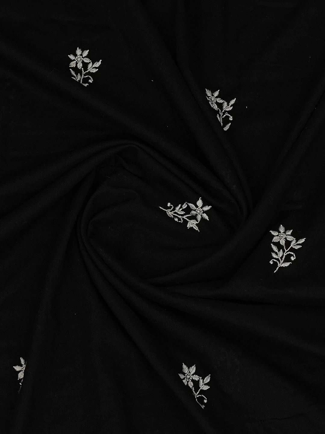 Ada Hand Embroidered Black Cotton Lucknowi Chikankari Unstitched Kurta Dupatta Set 01A680100