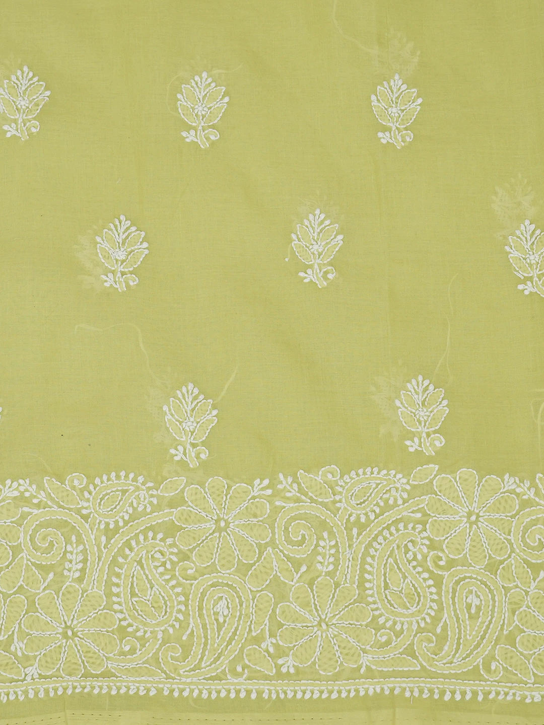 Ada Hand Embroidered Lime Green Cotton Lucknowi Chikankari Unstitched Suit Piece 01A732058