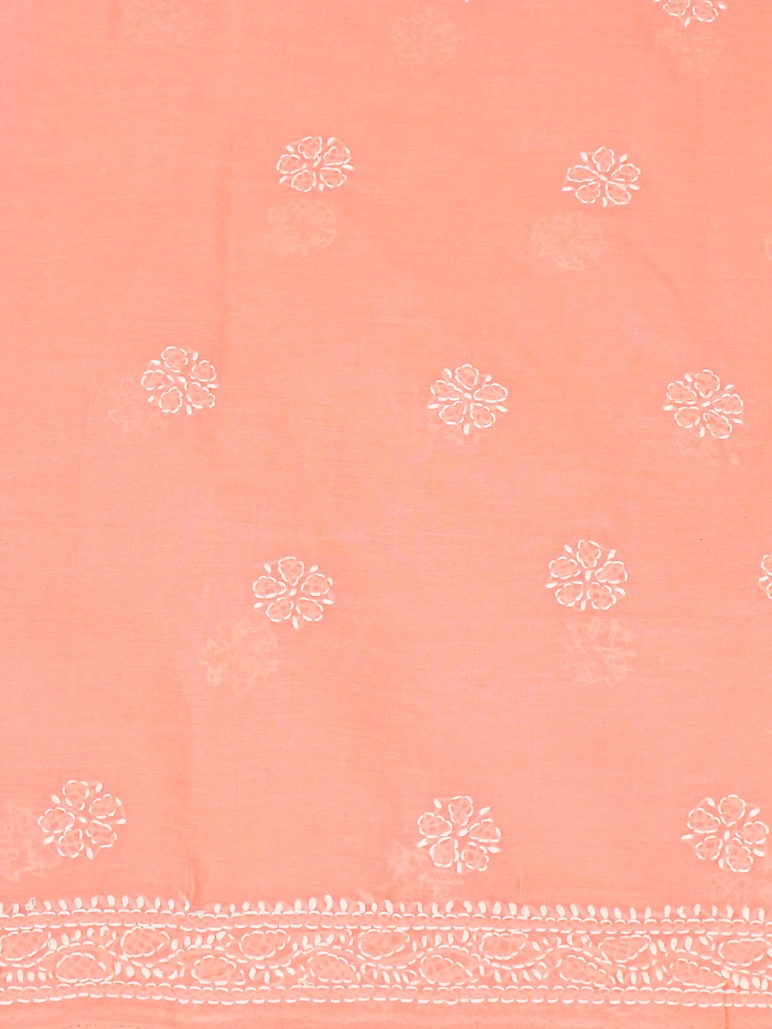Ada Hand Embroidered Peach Cotton Lucknowi Chikankari Unstitched Suit Piece 01A311949