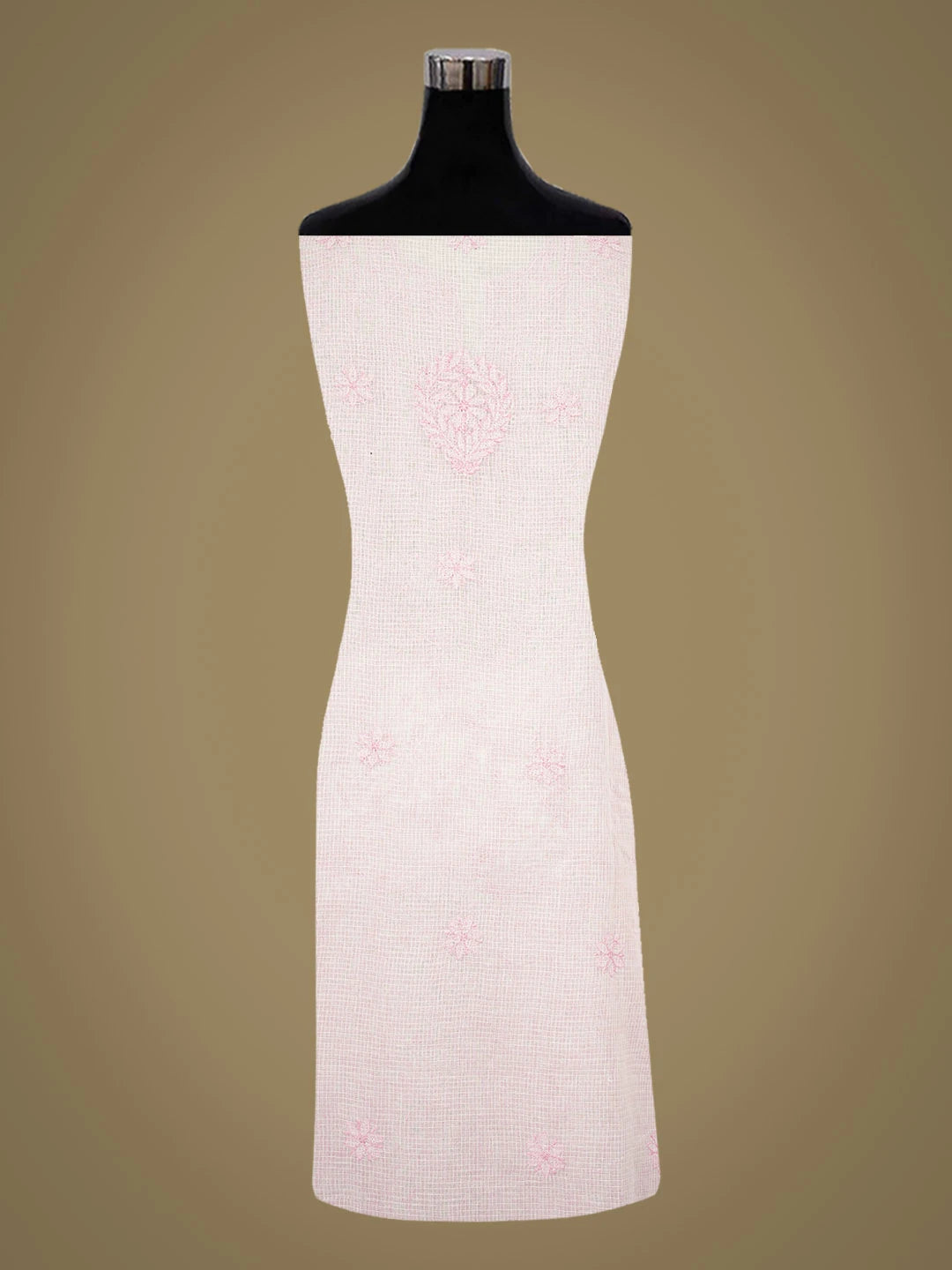 Ada Hand Embroidered White Kota Lucknowi Chikankari Unstitched Kurta Dupatta Set 01A558138
