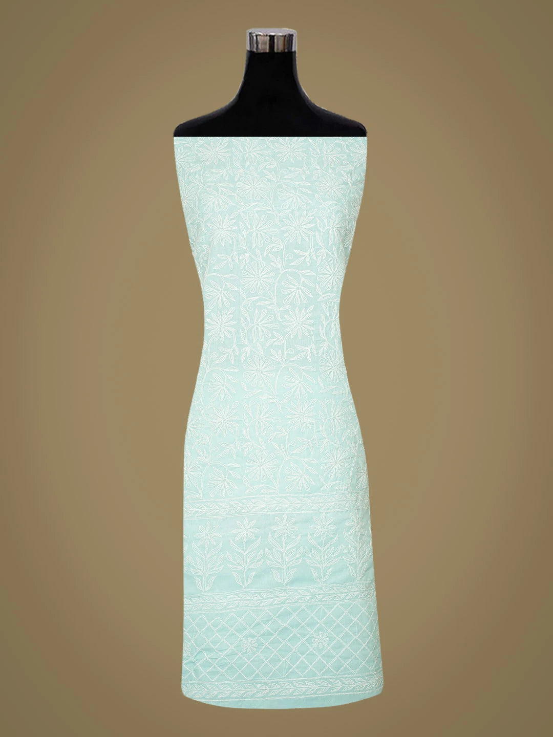 Ada Hand Embroidered Baby Blue Cotton Lucknowi Chikankari Unstitched Suit Piece 01A441788
