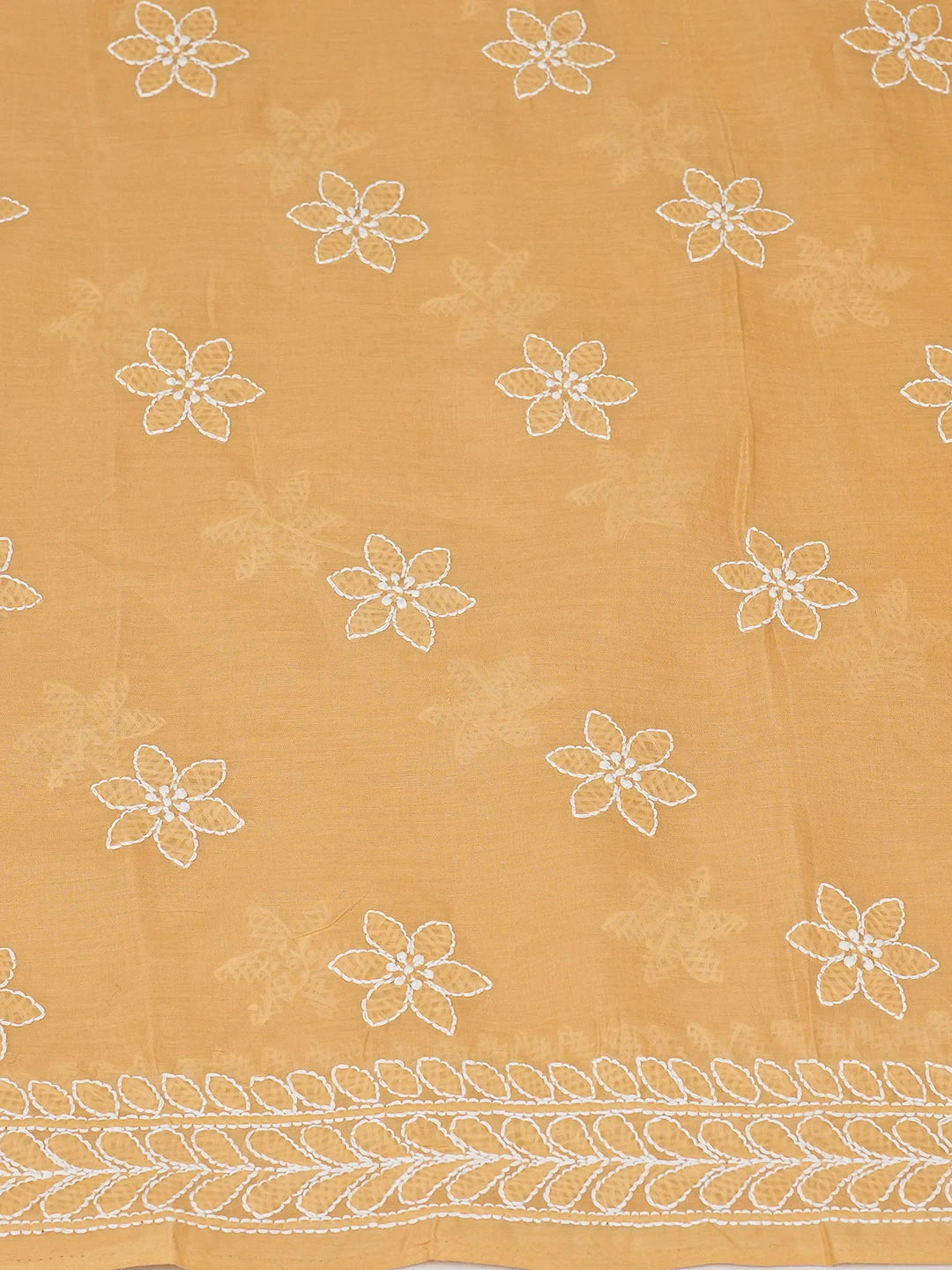 Ada Hand Embroidered Fawn Cotton Lucknowi Chikankari Unstitched Suit Piece 01A678166