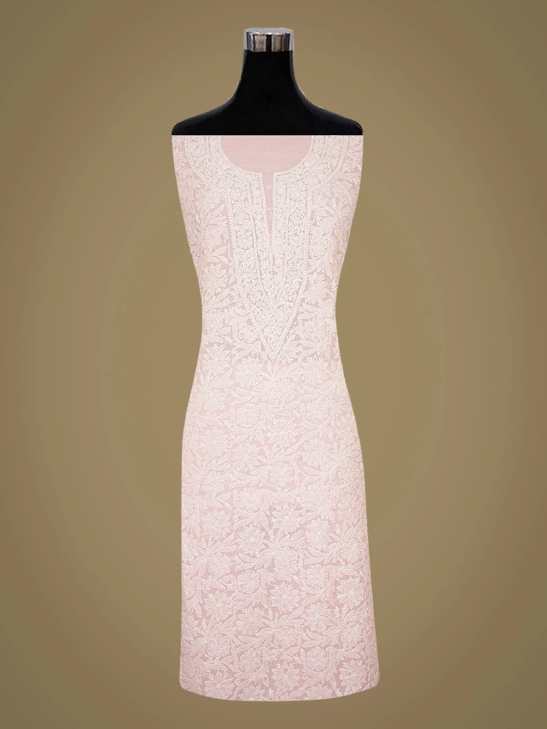 Ada Hand Embroidered Pink Cotton Lucknowi Chikankari Unstitched Suit Piece 01A732062