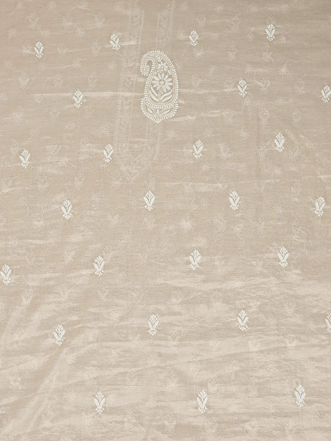 Ada Hand Embroidered Chic Peach Tissue Lucknowi Chikankari Unstitched Kurta Piece 01A740099