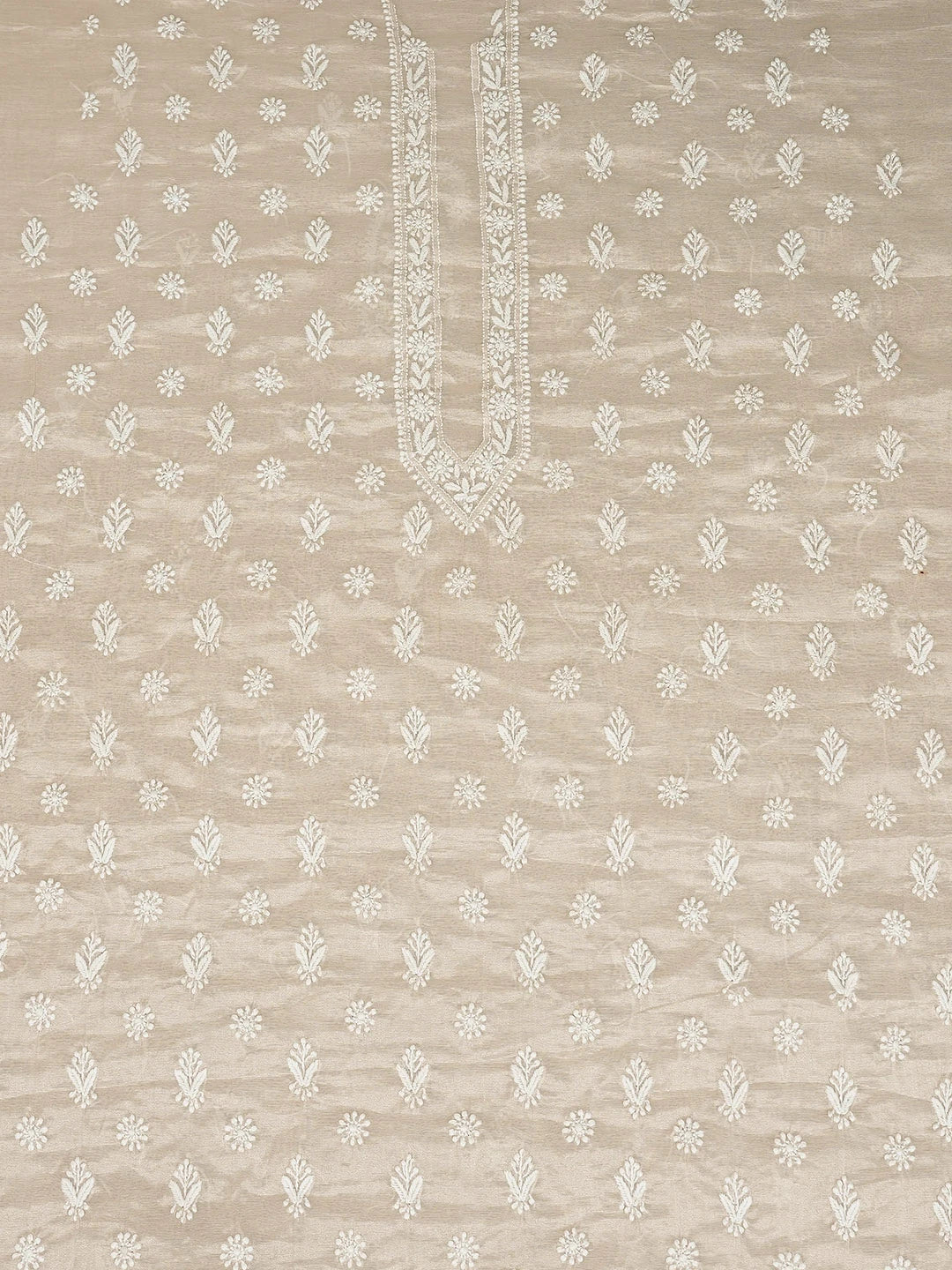 Ada Hand Embroidered Chic Peach Tissue Lucknowi Chikankari Unstitched Kurta Piece 01A740099