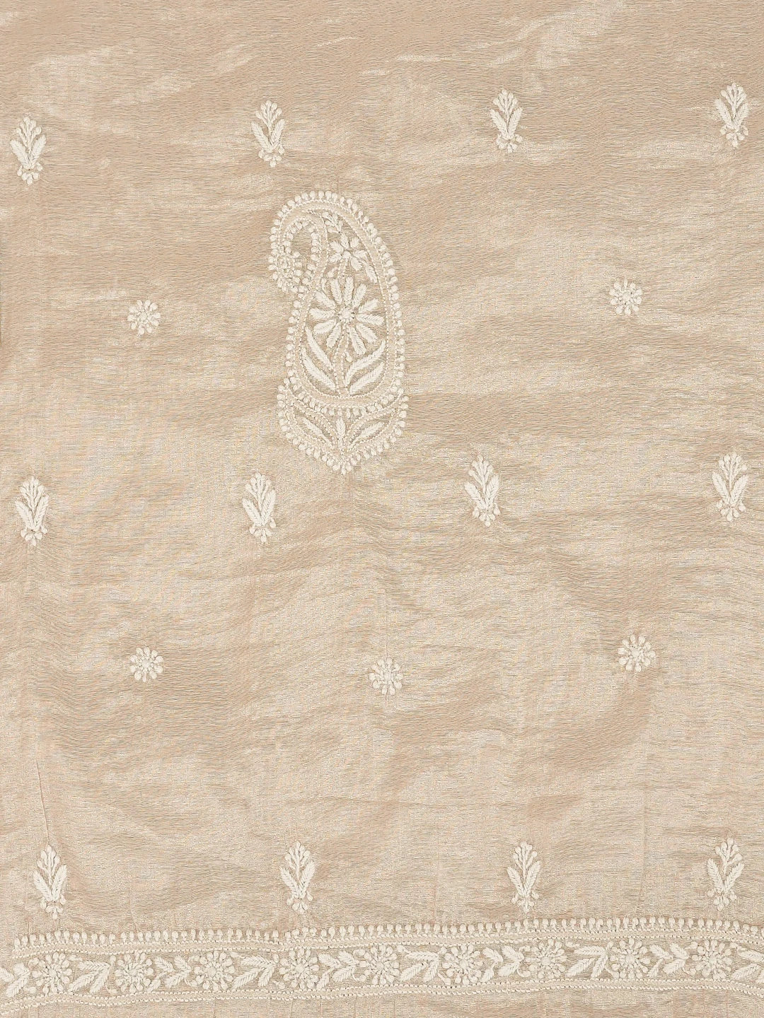 Ada Hand Embroidered Chic Peach Tissue Lucknowi Chikankari Unstitched Kurta Piece 01A740099