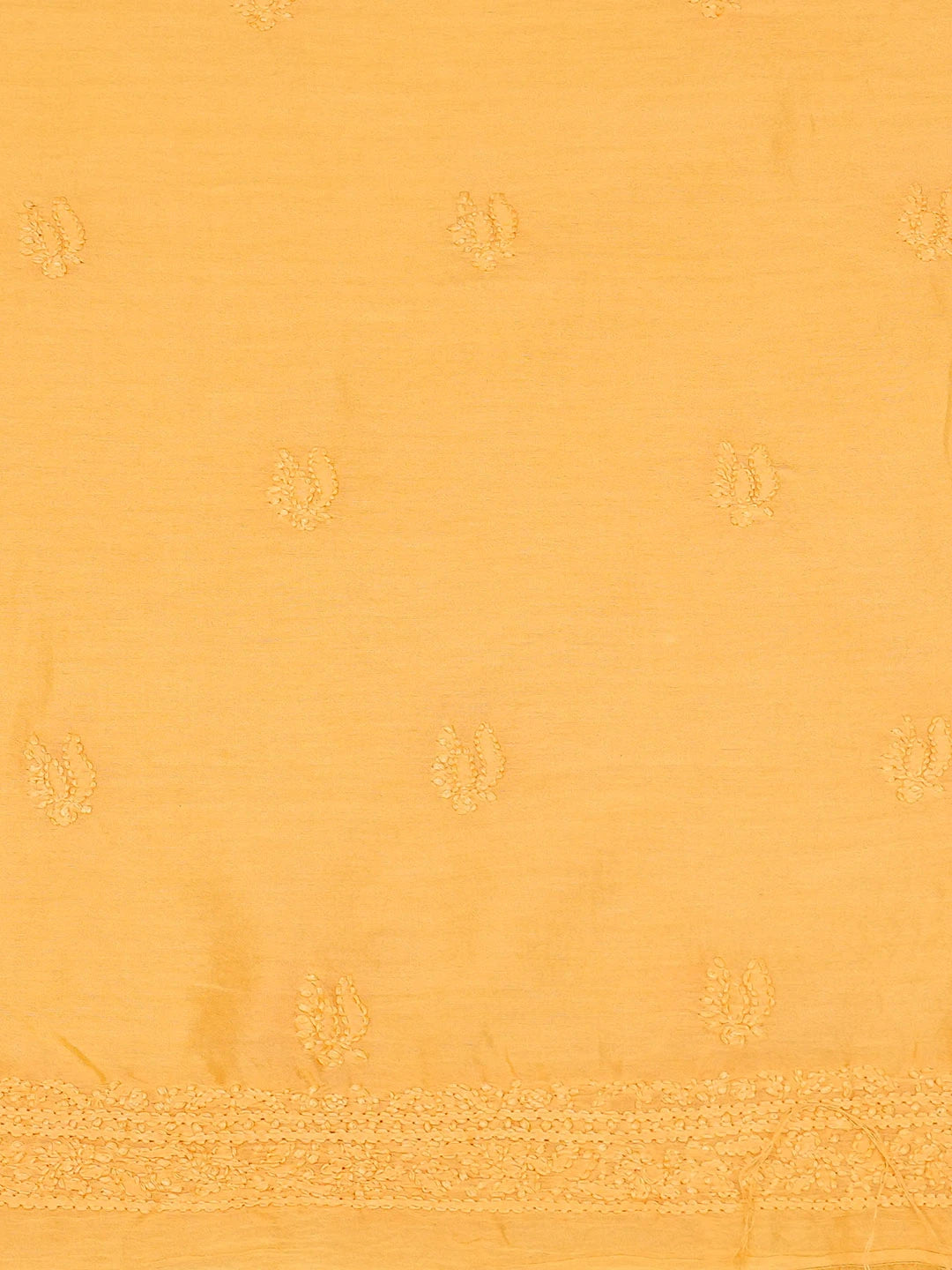 Ada Hand Embroidered Neon Orange Chanderi Lucknowi Chikankari Unstitched Men's Kurta Piece 01A702329