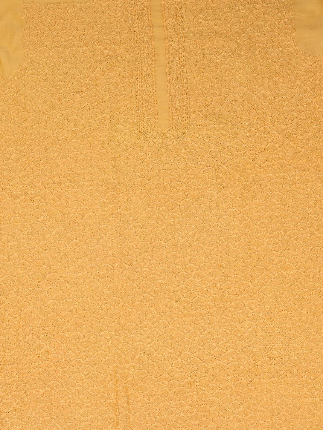 Ada Hand Embroidered Neon Orange Chanderi Lucknowi Chikankari Unstitched Men's Kurta Piece 01A702329