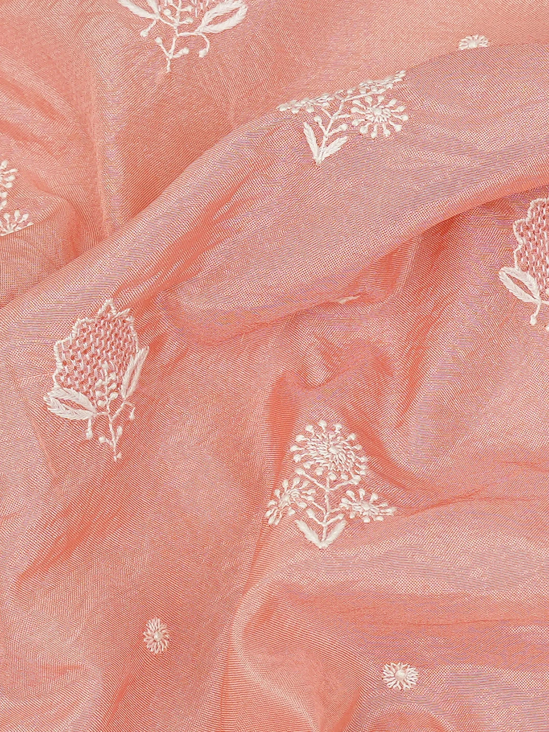 Ada Hand Embroidered Peach Organza Lucknowi Chikankari Unstitched Men's Kurta Piece 01A282298