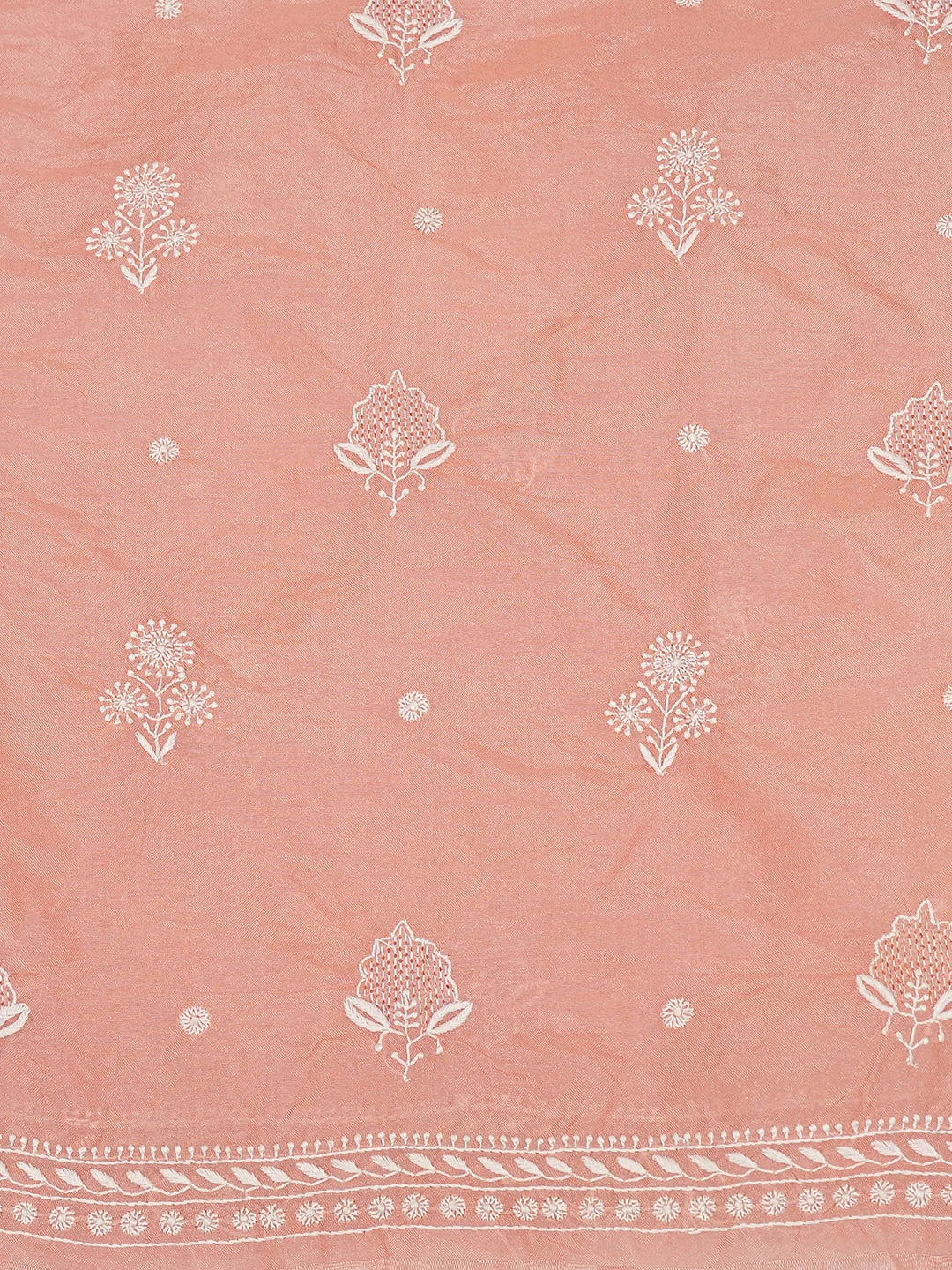Ada Hand Embroidered Peach Organza Lucknowi Chikankari Unstitched Men's Kurta Piece 01A282298