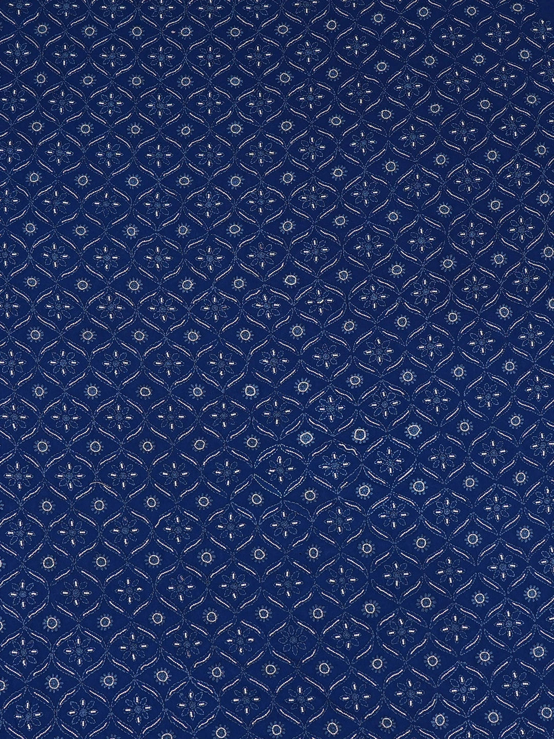 Ada Hand Embroidered Navy Blue Pure Georgette Lucknowi Chikankari Unstitched Men's Kurta Piece With Cutdana Work 01A558683