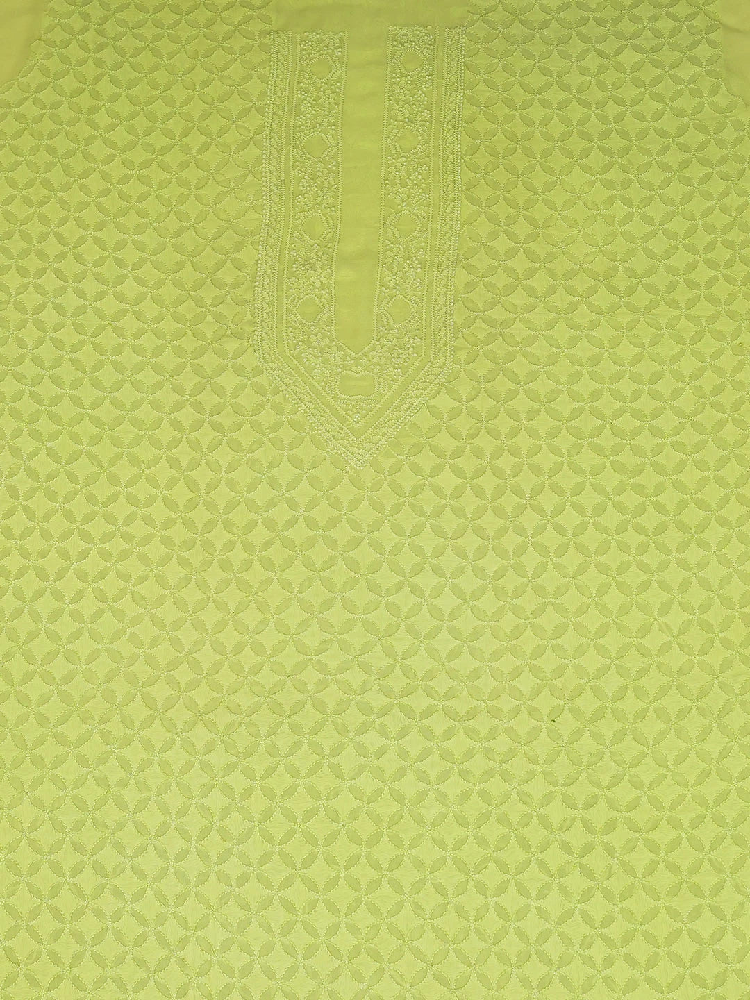 Ada Hand Embroidered Parrot Green Viscose Georgette Lucknowi Chikankari Unstitched Men's Kurta Piece 01A461863