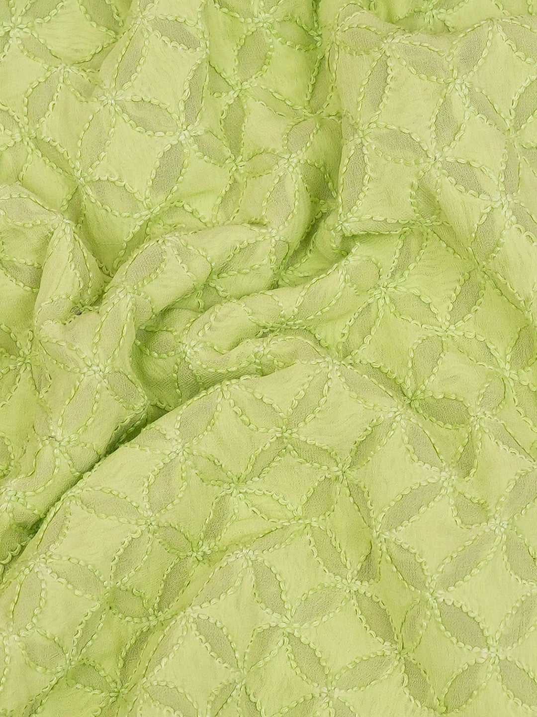 Ada Hand Embroidered Parrot Green Viscose Georgette Lucknowi Chikankari Unstitched Men's Kurta Piece 01A461863