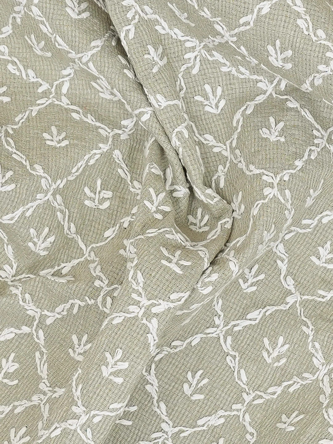 Ada Hand Embroidered Grey Linen Lucknowi Chikankari Unstitched Men's Kurta Piece 01A652771