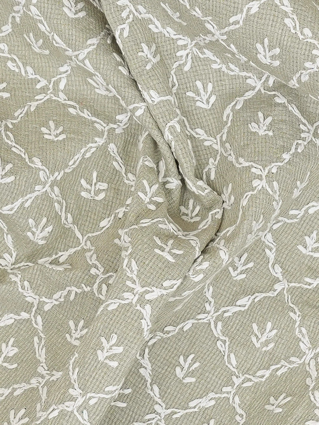 Ada Hand Embroidered Grey Linen Lucknowi Chikankari Unstitched Men's Kurta Piece 01A652771