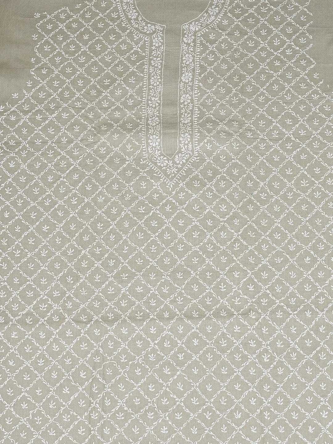 Ada Hand Embroidered Grey Linen Lucknowi Chikankari Unstitched Men's Kurta Piece 01A652771