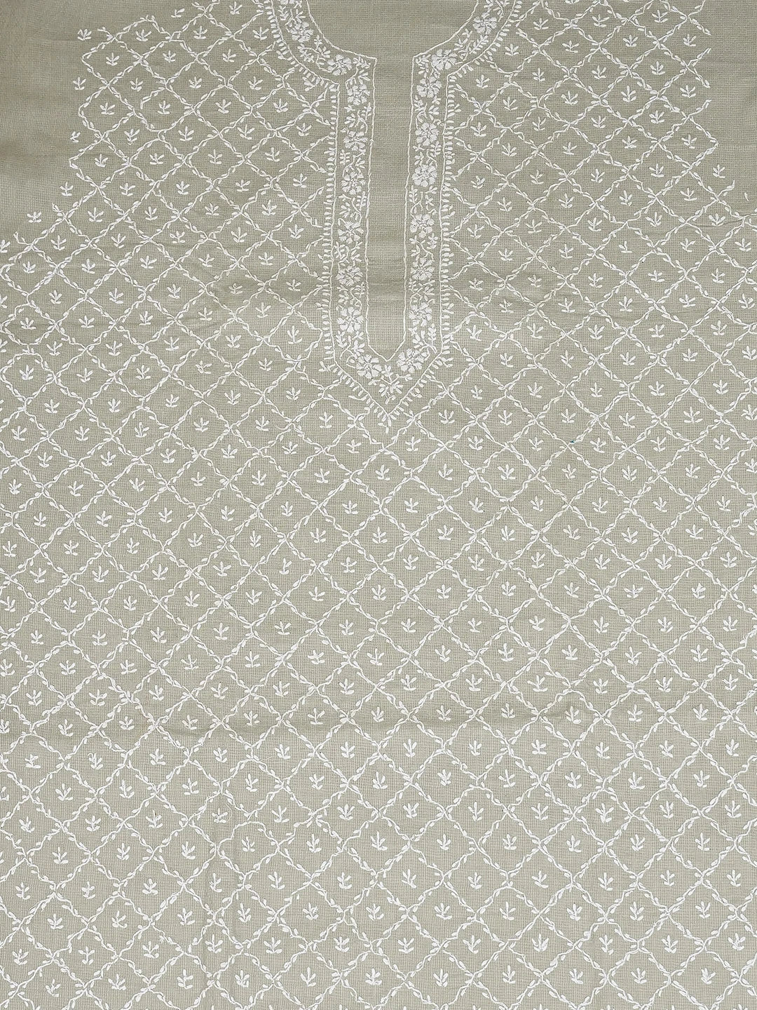 Ada Hand Embroidered Grey Linen Lucknowi Chikankari Unstitched Men's Kurta Piece 01A652771
