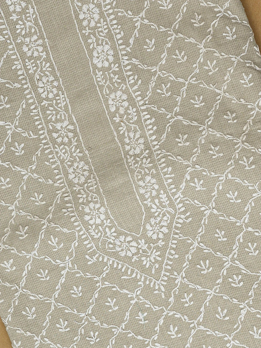 Ada Hand Embroidered Grey Linen Lucknowi Chikankari Unstitched Men's Kurta Piece 01A652771