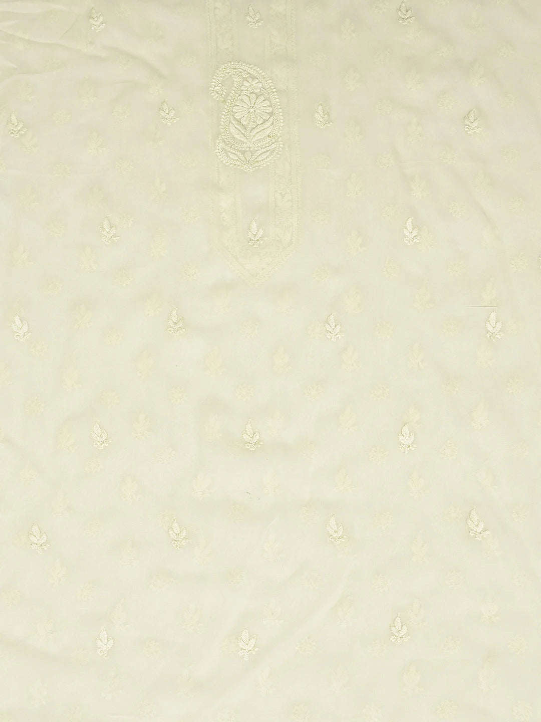 Ada Hand Embroidered Tea Green Viscose Georgette Lucknowi Chikankari Unstitched Men's Kurta Piece 01A710955