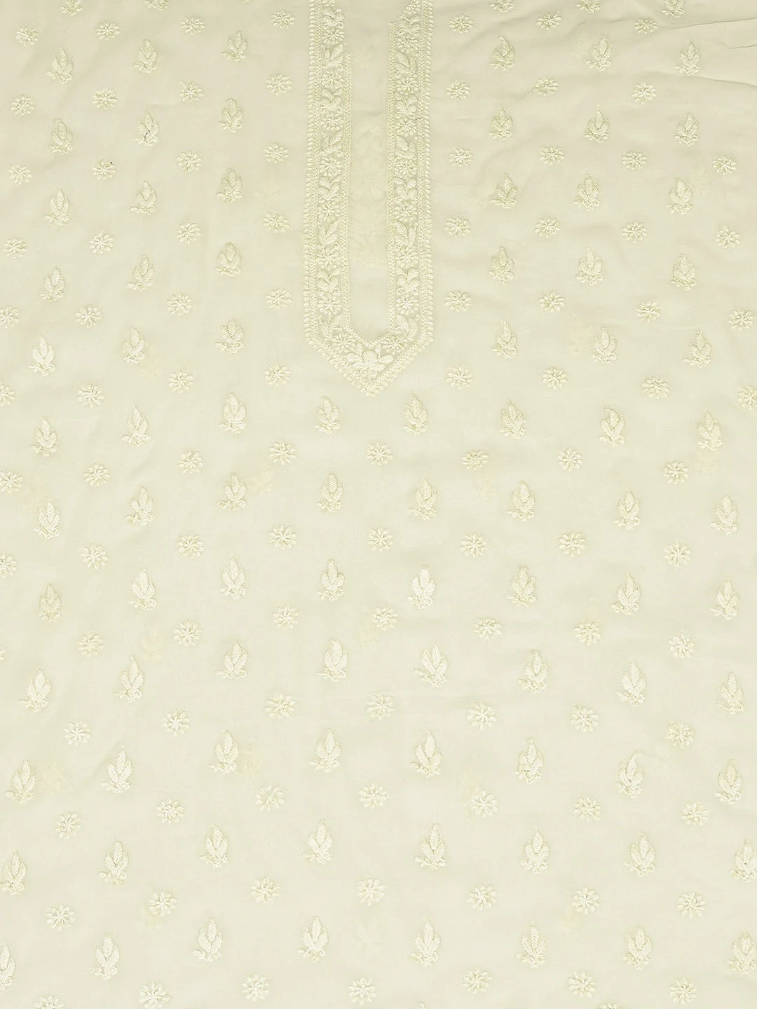 Ada Hand Embroidered Tea Green Viscose Georgette Lucknowi Chikankari Unstitched Men's Kurta Piece 01A710955