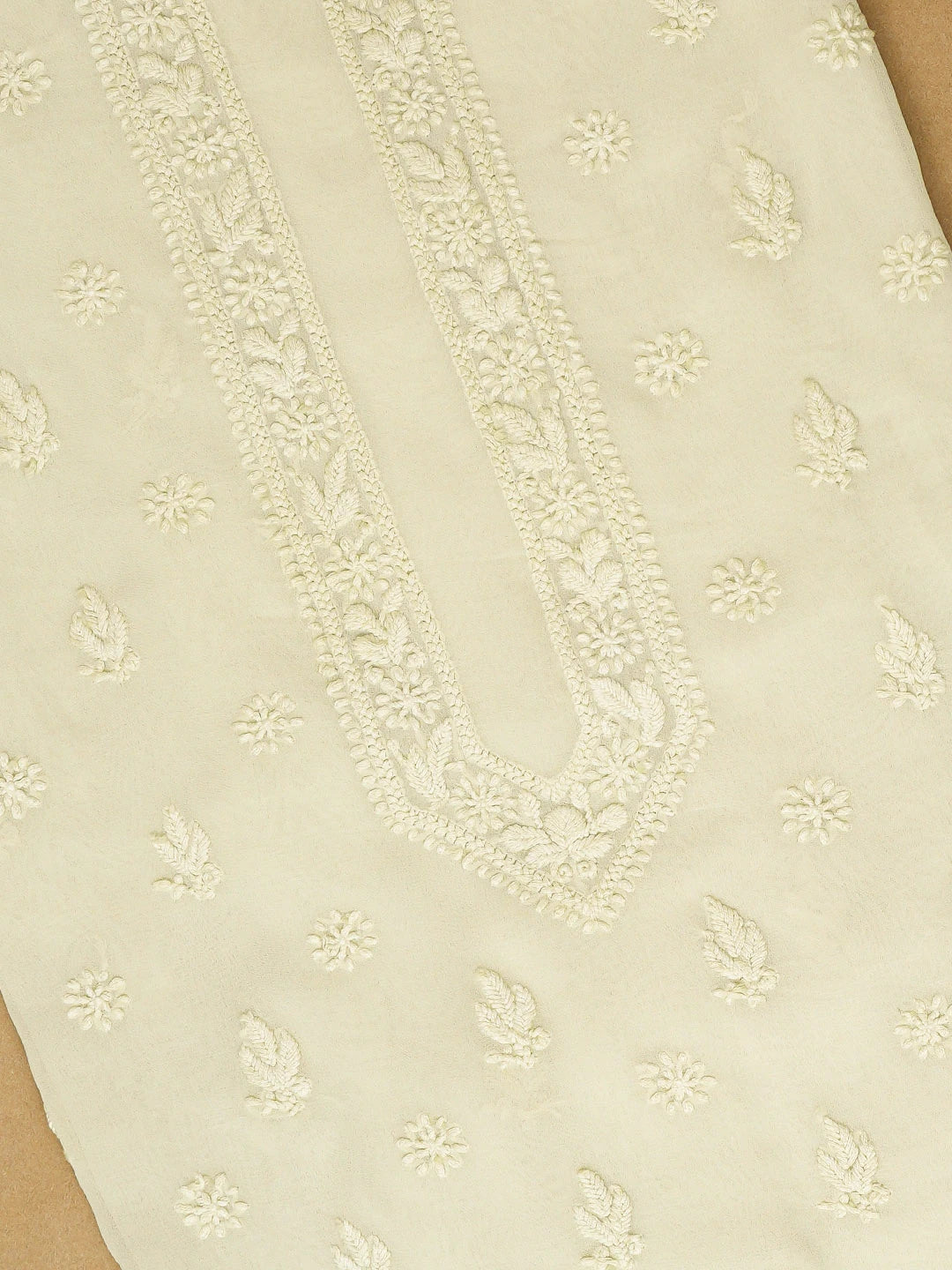 Ada Hand Embroidered Tea Green Viscose Georgette Lucknowi Chikankari Unstitched Men's Kurta Piece 01A710955