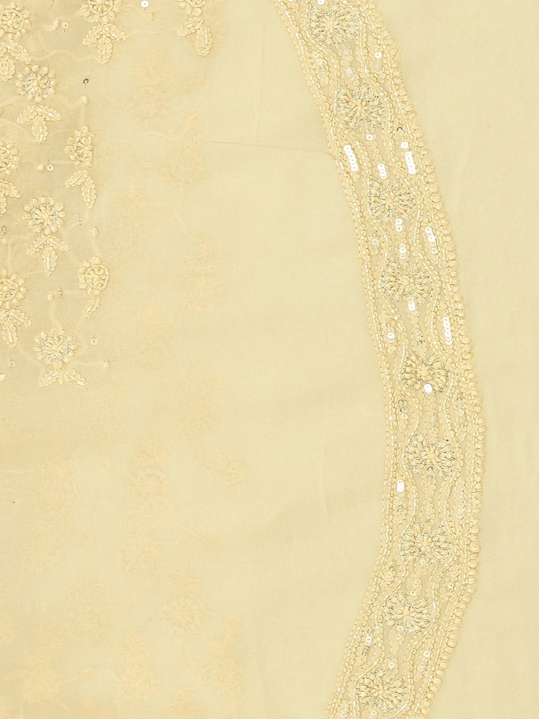 Ada Hand Embroidered Fawn Viscose Georgette Lucknowi Chikankari Unstitched Men's Kurta Piece With Sequinned Work 01A532093