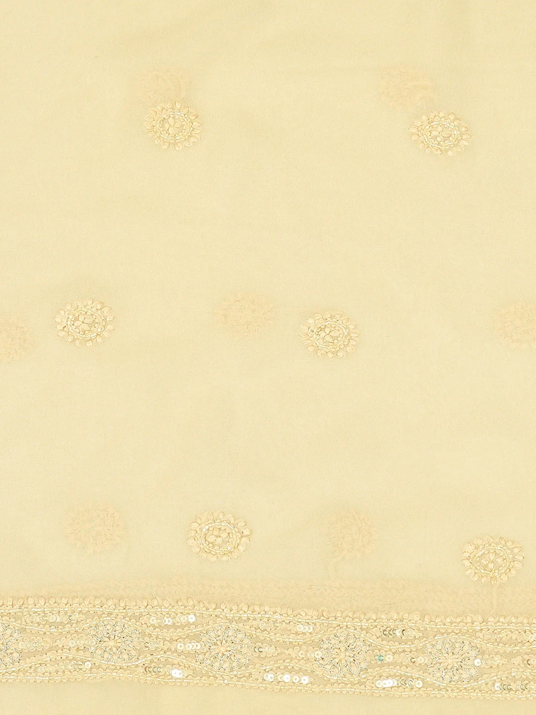 Ada Hand Embroidered Fawn Viscose Georgette Lucknowi Chikankari Unstitched Men's Kurta Piece With Sequinned Work 01A532093