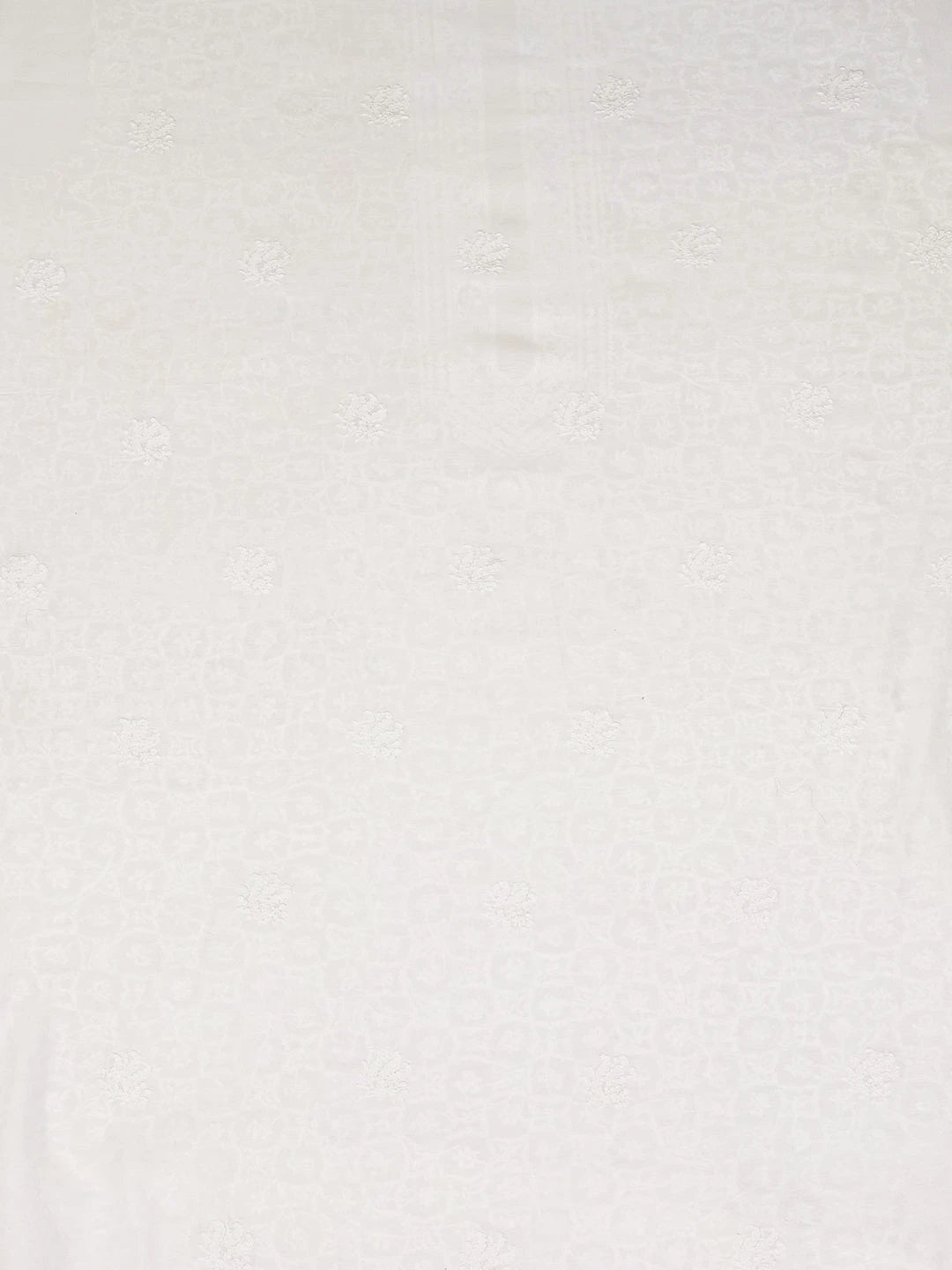 Ada Hand Embroidered White Chanderi Lucknowi Chikankari Unstitched Men's Kurta Piece 01A703219