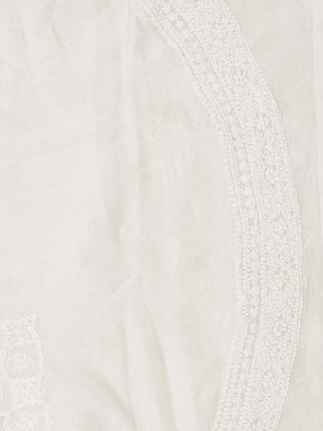 Ada Hand Embroidered White Chanderi Lucknowi Chikankari Unstitched Men's Kurta Piece 01A703219