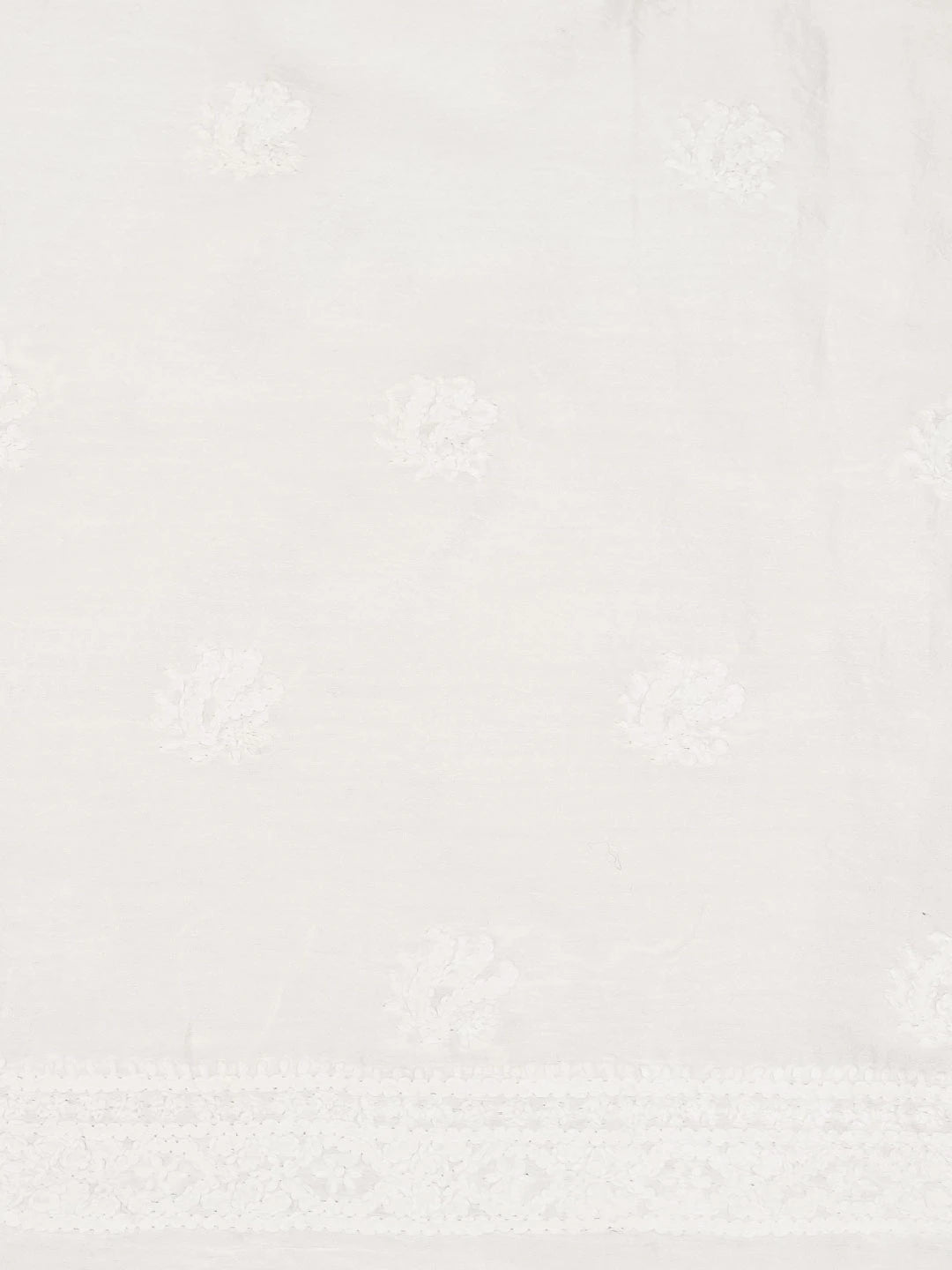 Ada Hand Embroidered White Chanderi Lucknowi Chikankari Unstitched Men's Kurta Piece 01A703219