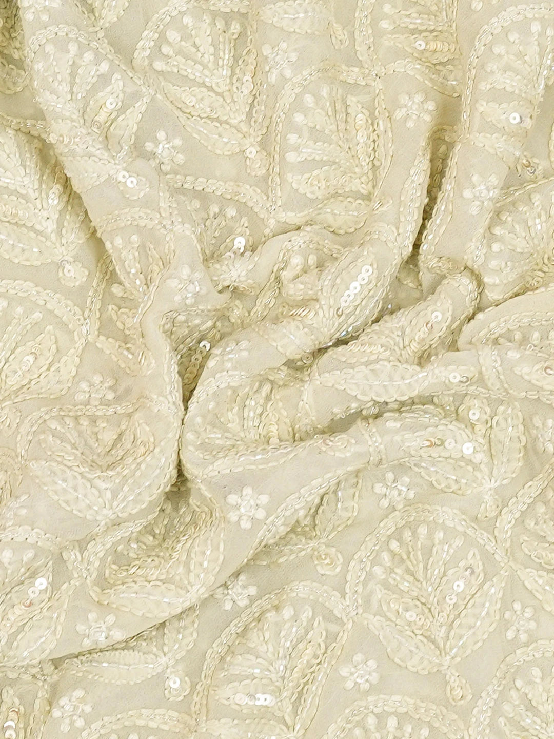 Ada Hand Embroidered Honeydew Green Viscose Georgette Lucknowi Chikankari Unstitched Men's Kurta Piece With Cutdana Work 01A705225