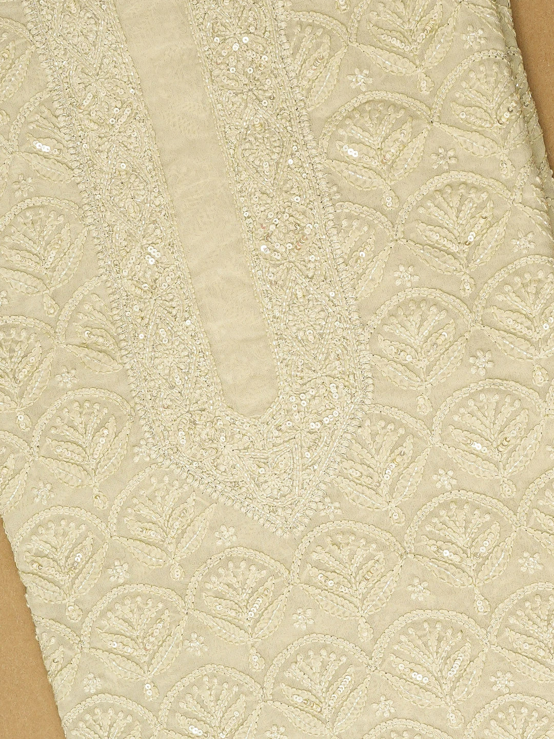 Ada Hand Embroidered Honeydew Green Viscose Georgette Lucknowi Chikankari Unstitched Men's Kurta Piece With Cutdana Work 01A705225