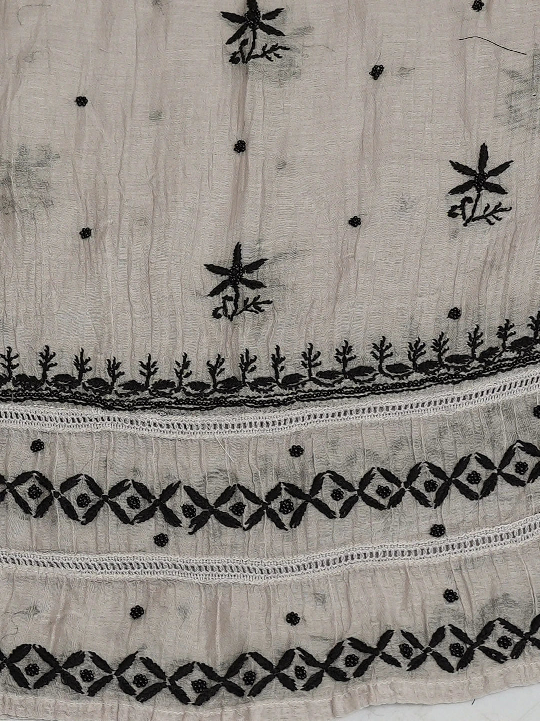 Ada Hand Embroidered Grey Chanderi Lucknowi Chikankari Semi-Stitched Kurta Dupatta Set With Cutdana Work 01A710908